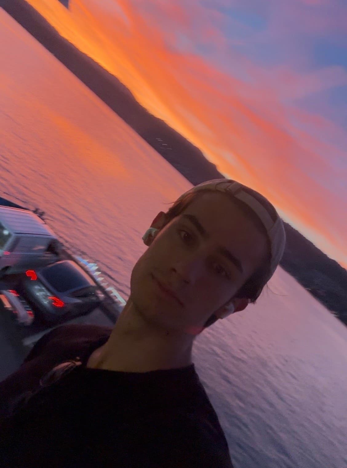 Elia at sunset by the lake